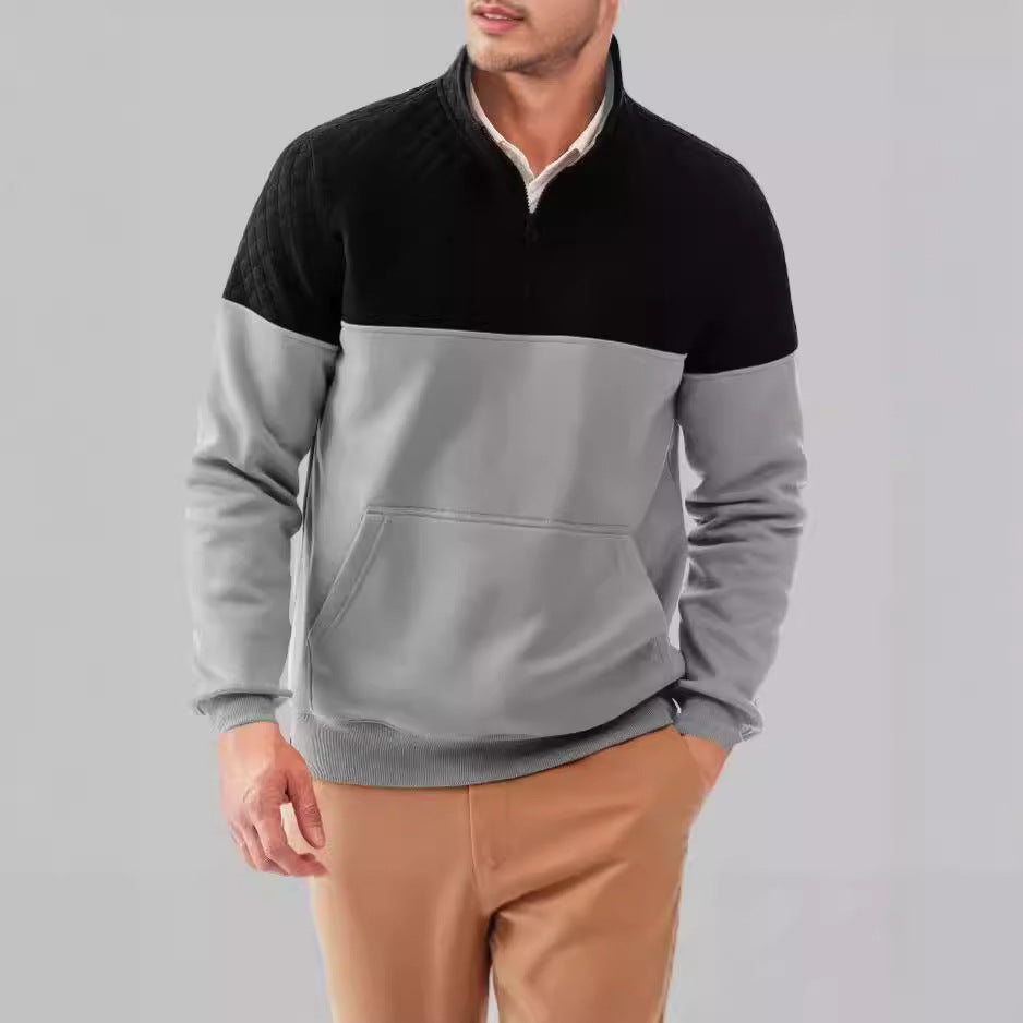 Pull-over en polaire pour hommes avec détails matelassés et col haut Chic und Stil