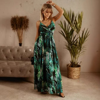 Robe maxi à imprimé tropical Chic und Stil pour femmes