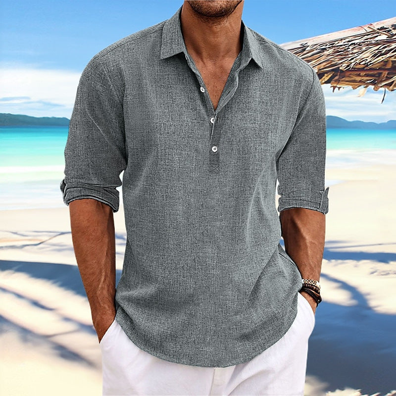 Chemise en lin léger pour hommes à manches mi-longues Chic und Stil