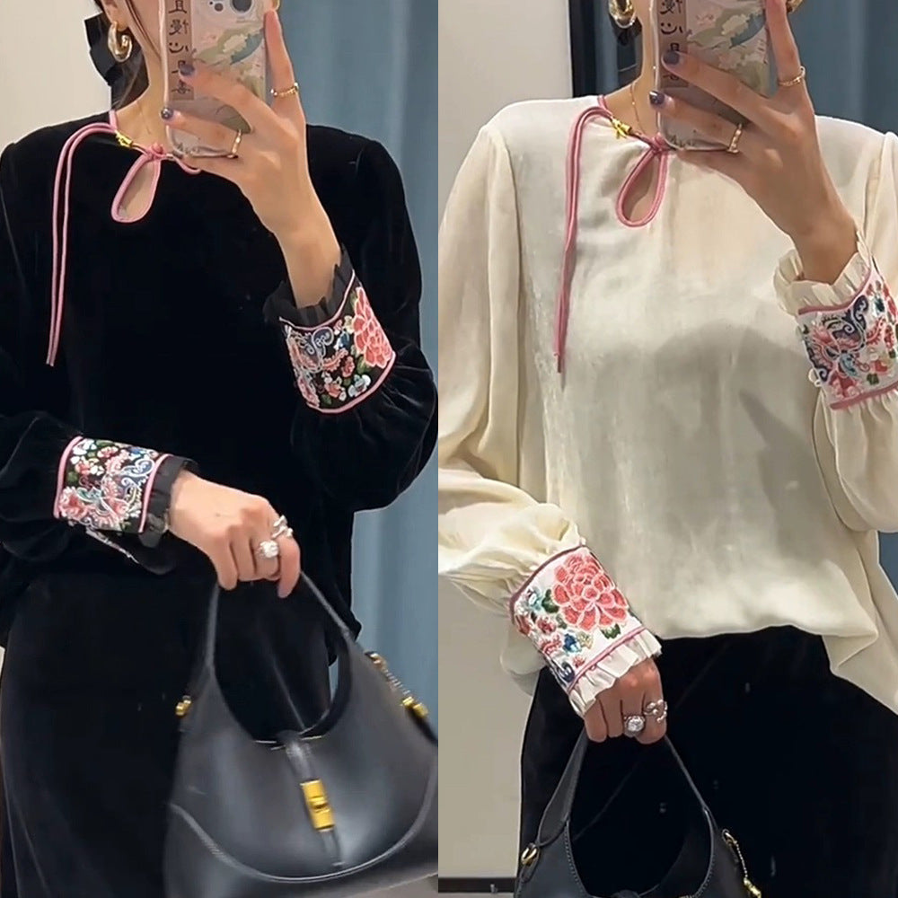 Blouse en Chiffon Brodé pour Femmes Chic und Stil