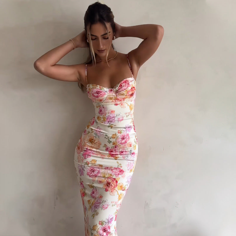 Chic and stylish women's floral bodycon maxi dress