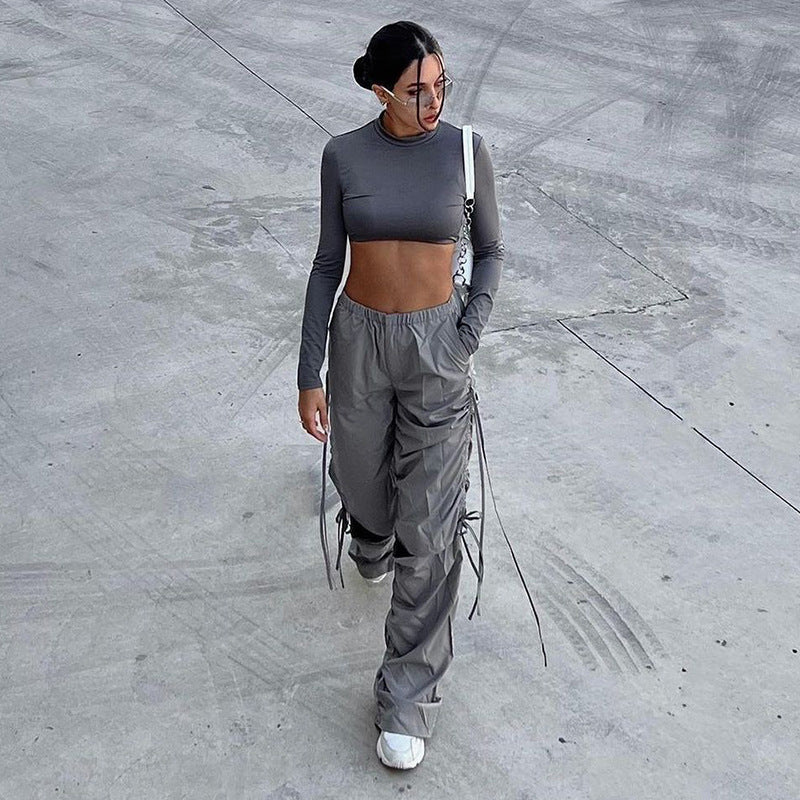 Pantalons de jogging cargo taille haute Chic und Stil pour femmes