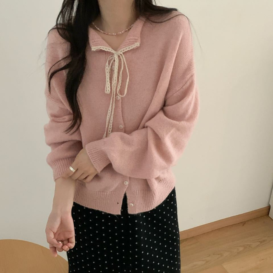 Cardigan en tricot décontracté pour femmes avec cordon de serrage et structure fine Chic und Stil