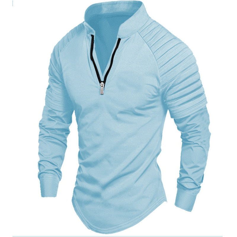 Chemise de sport à manches longues pour homme avec col montant et fermeture éclair Chic und Stil