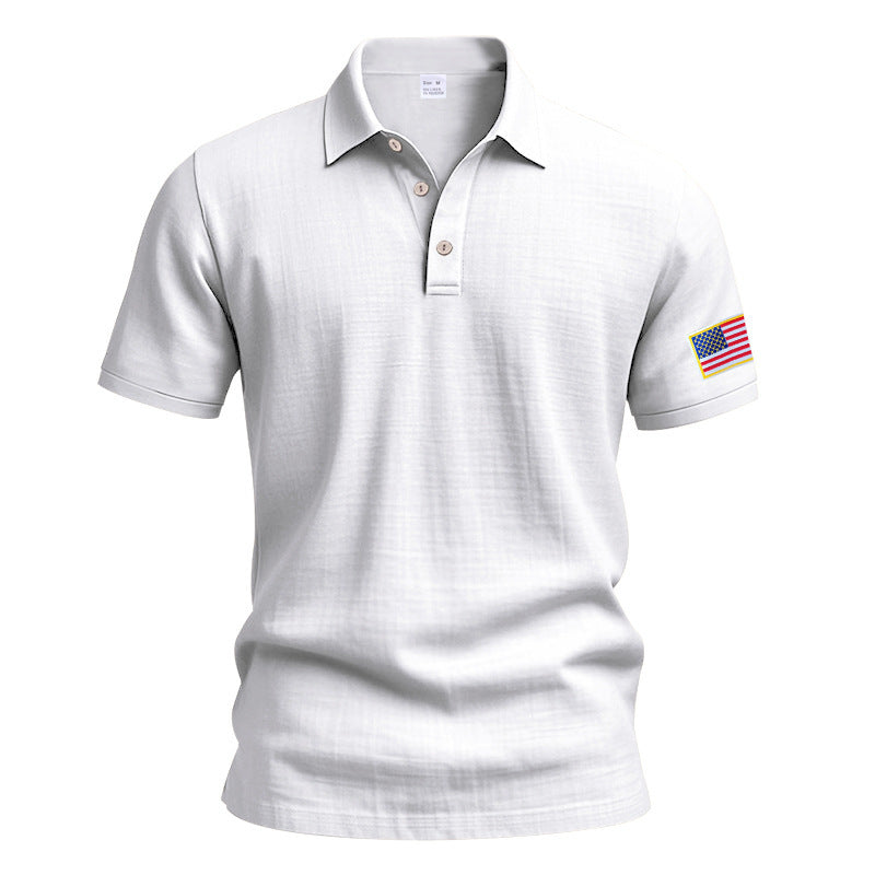 Polo sportif pour hommes avec motif de drapeau américain et technologie de régulation de l'humidité Chic und Stil