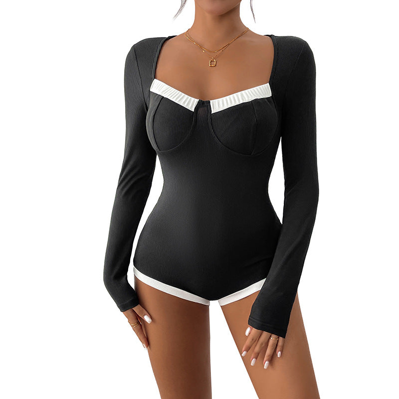 Body à manches longues pour femmes en rib avec empiècement contrasté Chic und Stil