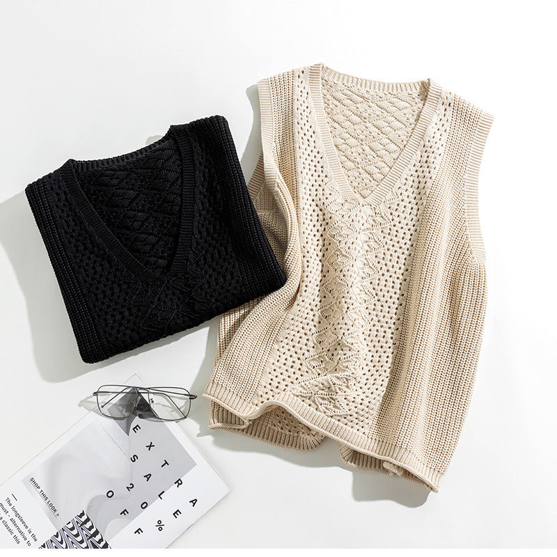 Gilet Tricot Texturé à Col V Femme Chic und Stil