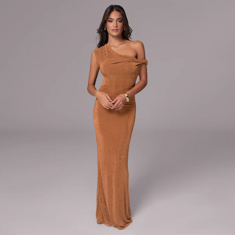 Robe maxi ajustée à épaule unique Chic und Stil