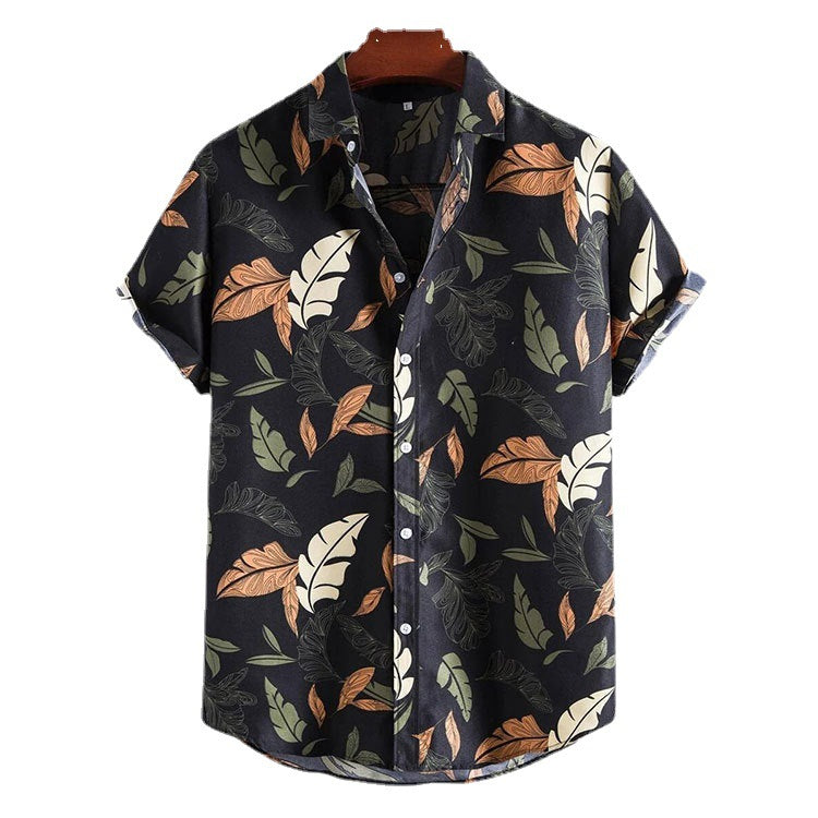 Chemise à manches courtes pour hommes avec motif floral et coton de haute qualité Chic und Stil