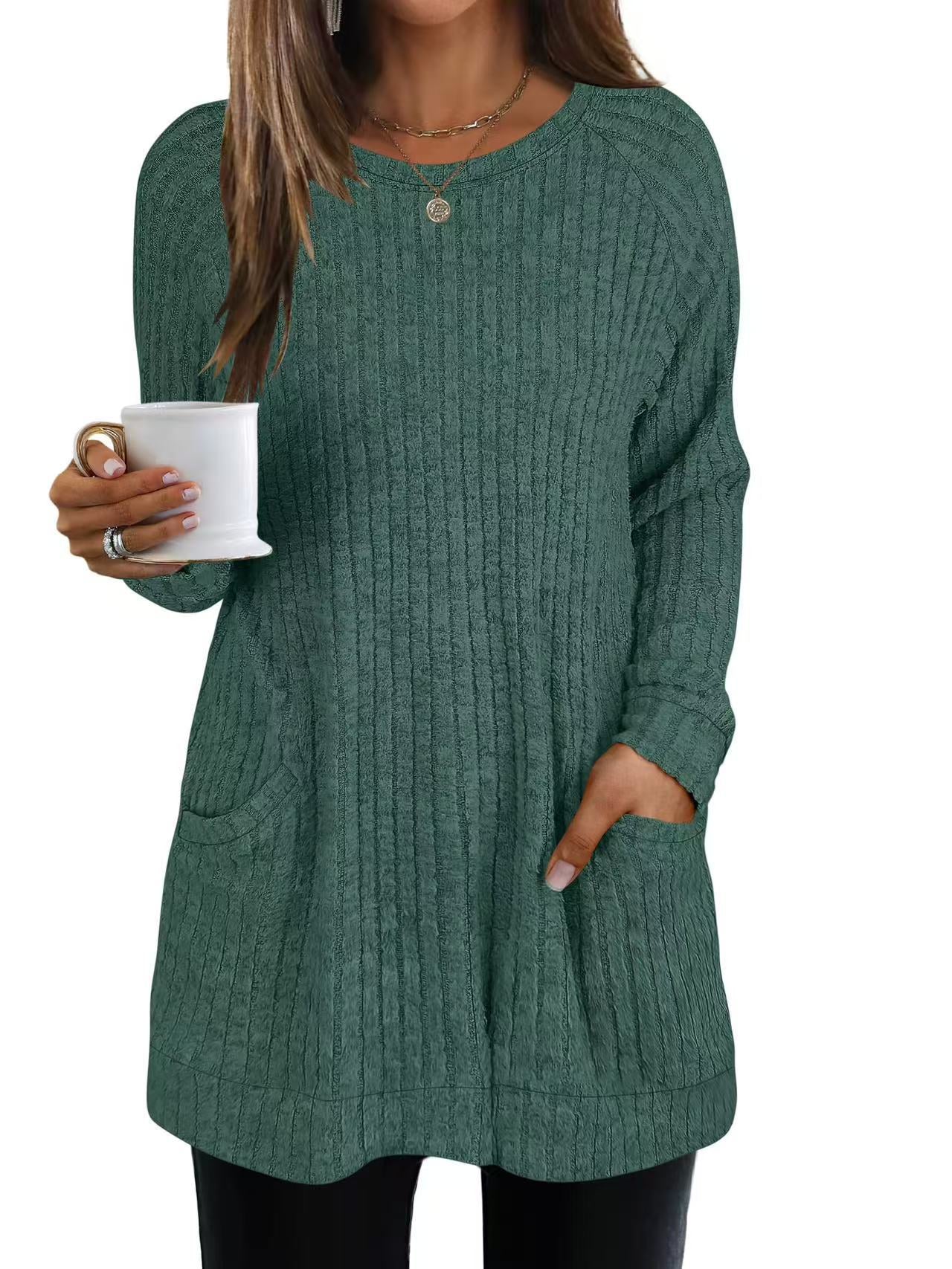 Pull en tricot décontracté pour femmes avec poches latérales et structure ribbed Chic und Stil