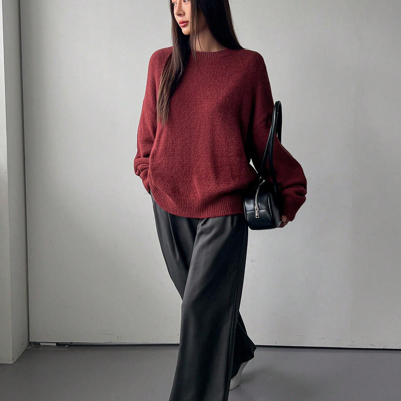 Pull en tricot surdimensionné pour femmes avec une douce polaire et des détails modernes Chic und Stil