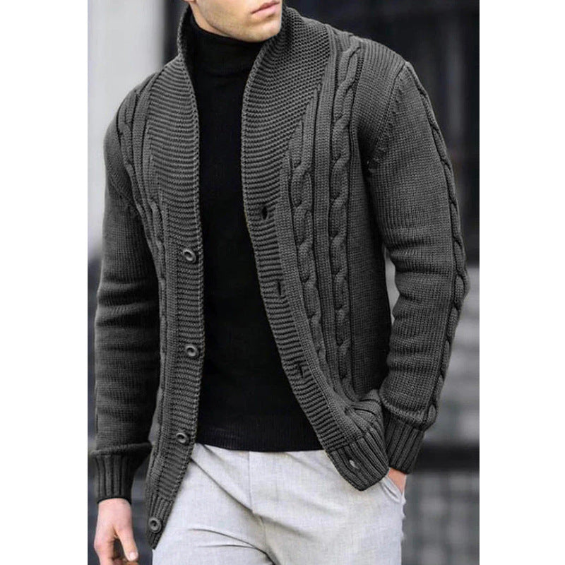 Cardigan pour homme avec motif en cable et col châle Chic und Stil