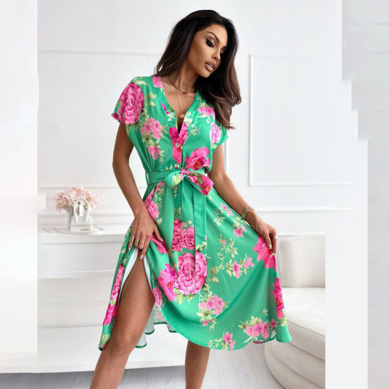 Robe portefeuille à imprimé floral pour femmes avec fente latérale Chic und Stil