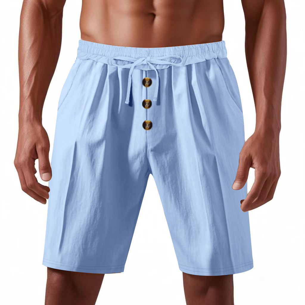 Shorts d'été légers pour hommes avec taille élastique et détails de bouton pratiques Chic und Stil