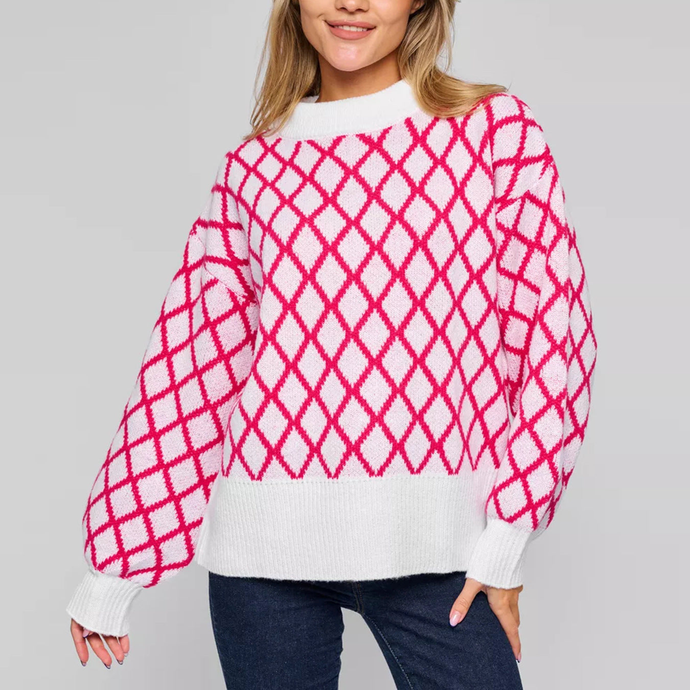 Pull décontracté pour femmes avec un motif en losanges moderne et une coupe décontractée Chic und Stil