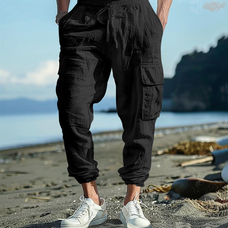 Pantalon cargo décontracté pour hommes avec ceinture élastique et poches pratiques Chic und Stil