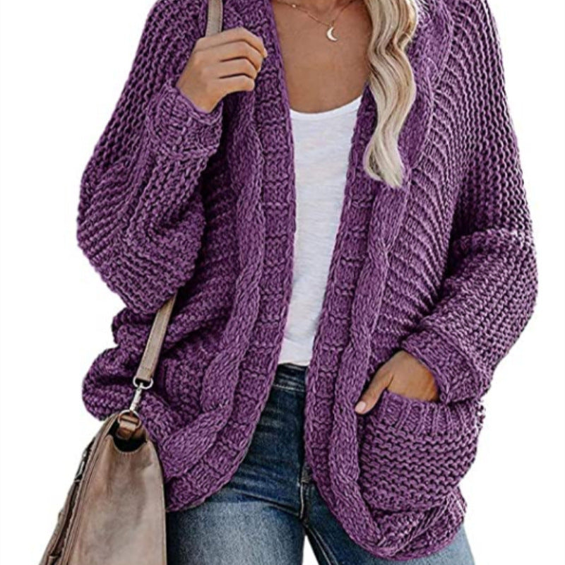 Veste en tricot épais pour femmes avec des contours décontractés et de grandes poches Chic und Stil