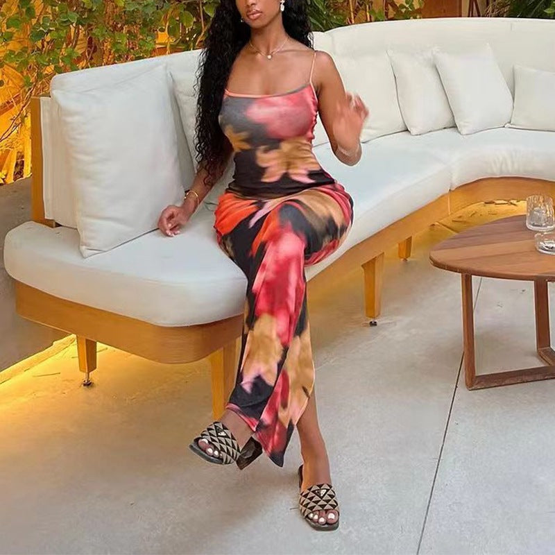 Robe maxi florale sans manches Chic und Stil pour femmes