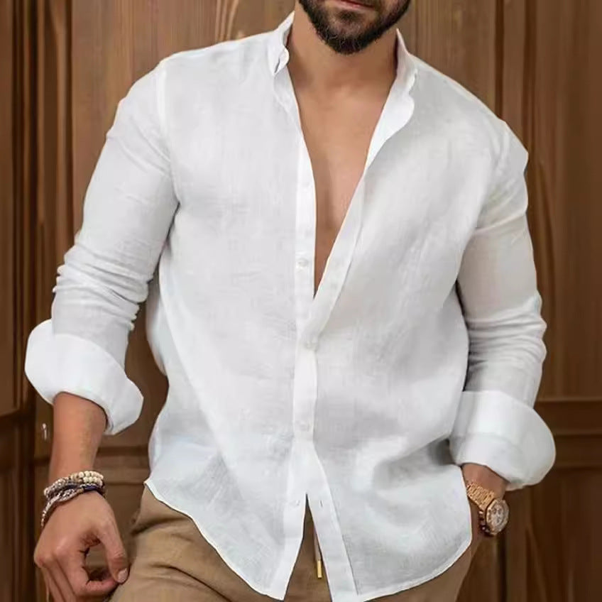 Chemise en lin classique pour hommes avec coupe moderne et patte de boutonnage pratique Chic und Stil