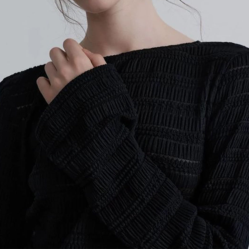 Top long à manches longues texturé pour femmes Chic und Stil 1750847176