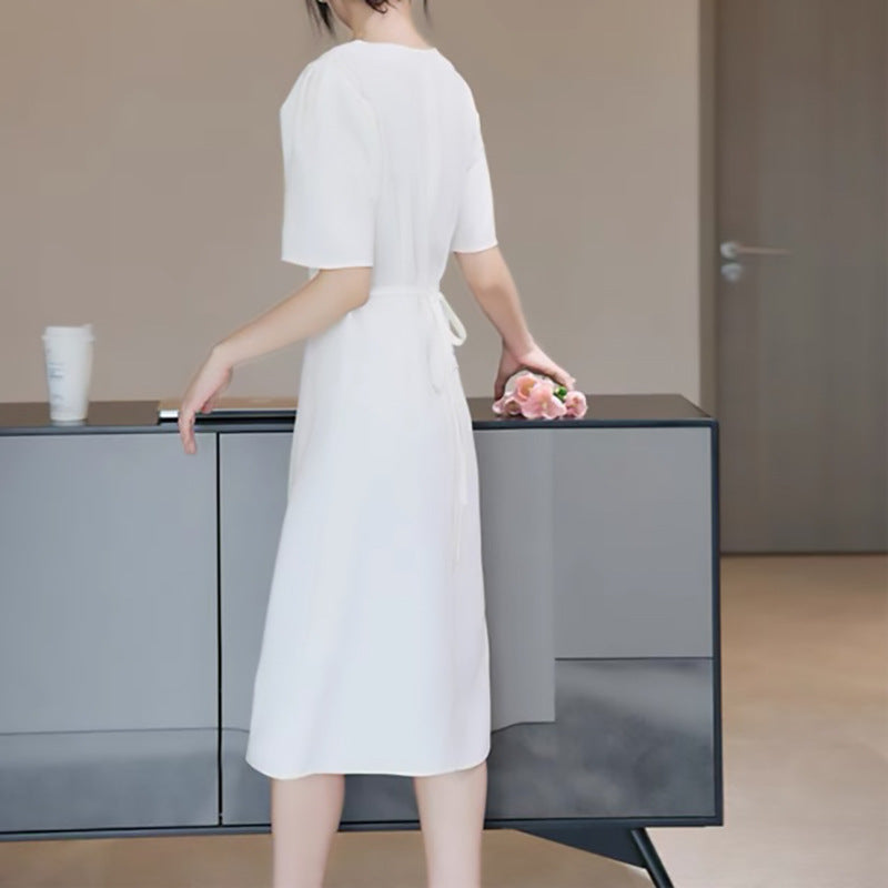 Robe midi élégante pour femme avec détail plissé Chic und Stil