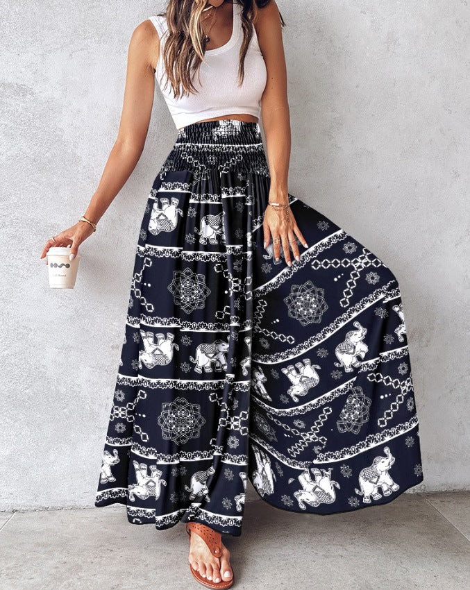 Pantalons Palazzo pour femmes avec impression tropicale Chic und Stil