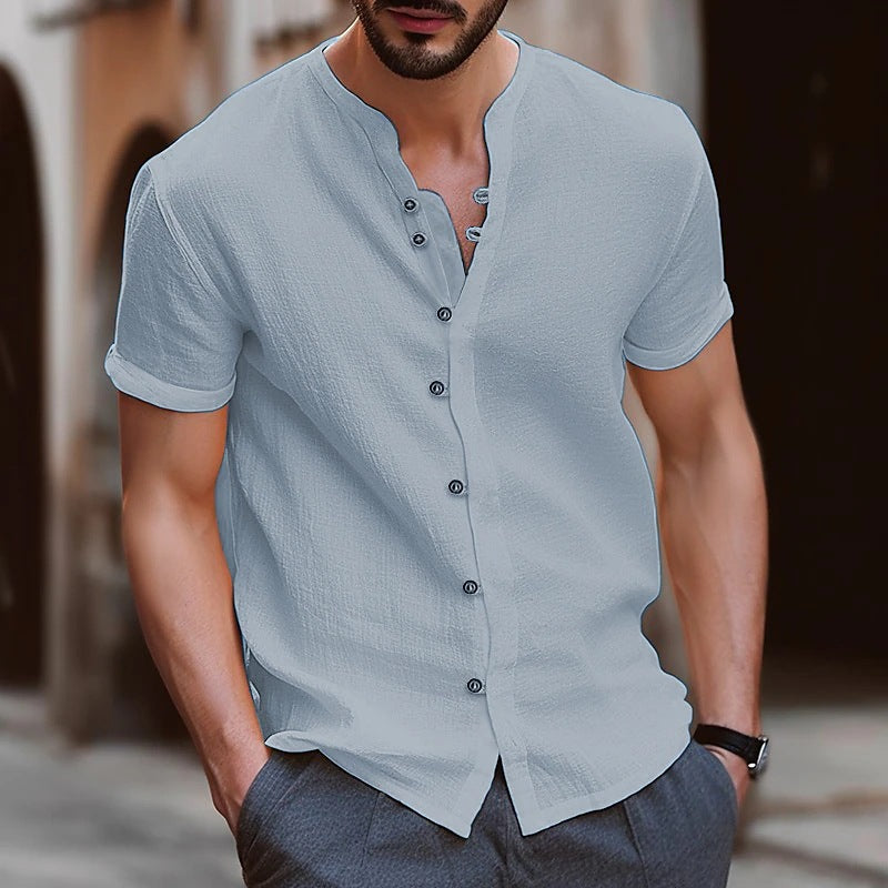 Chemise à manches courtes structurée pour hommes avec boutons Chic und Stil