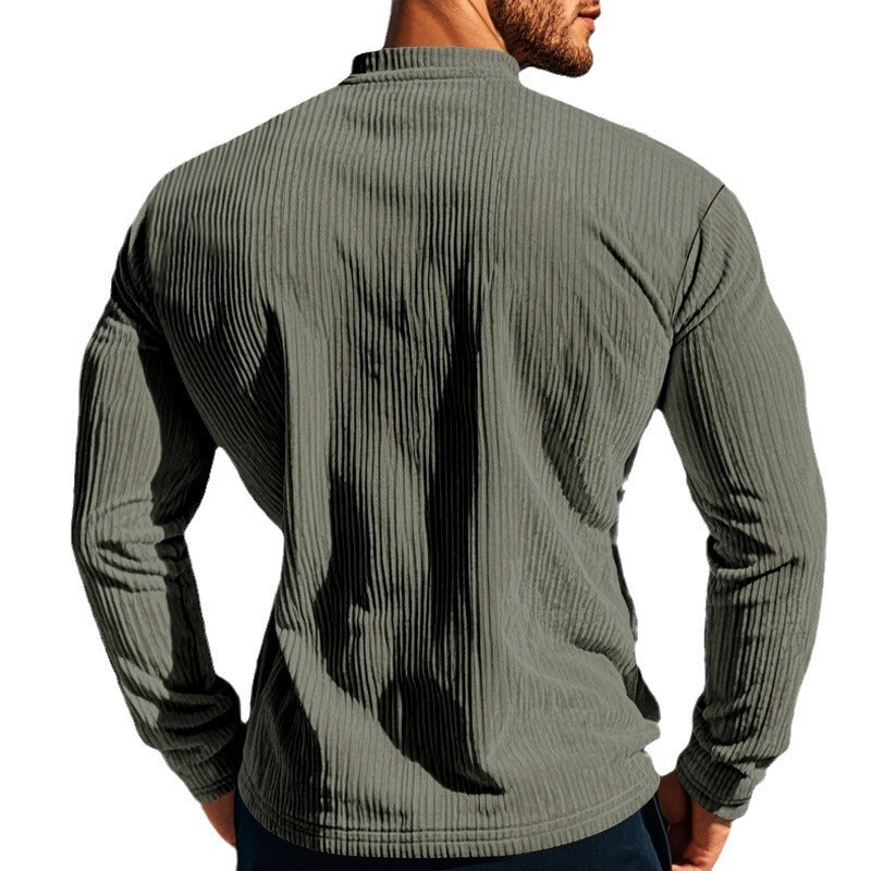 Homme T-shirt Henley à manches longues en tissu côtelé léger avec patte de boutonnage Chic und Stil