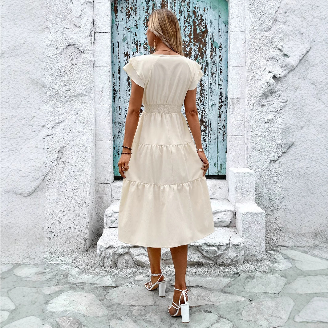 Robe maxi femme avec des détails froncés et une taille mi-haute Chic und Stil