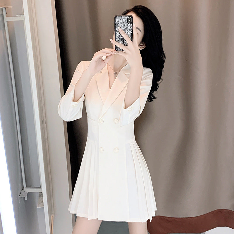 Robe mini plissée croisée pour femmes Chic und Stil