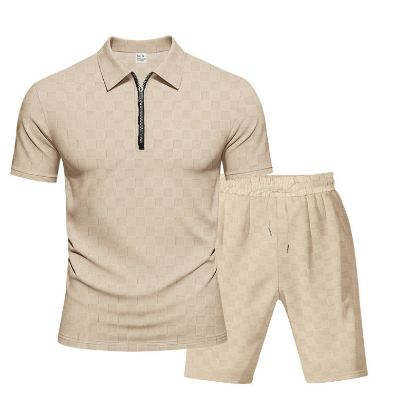 Hommes Ensemble de sport à manches courtes avec design structuré de haute qualité Chic und Stil