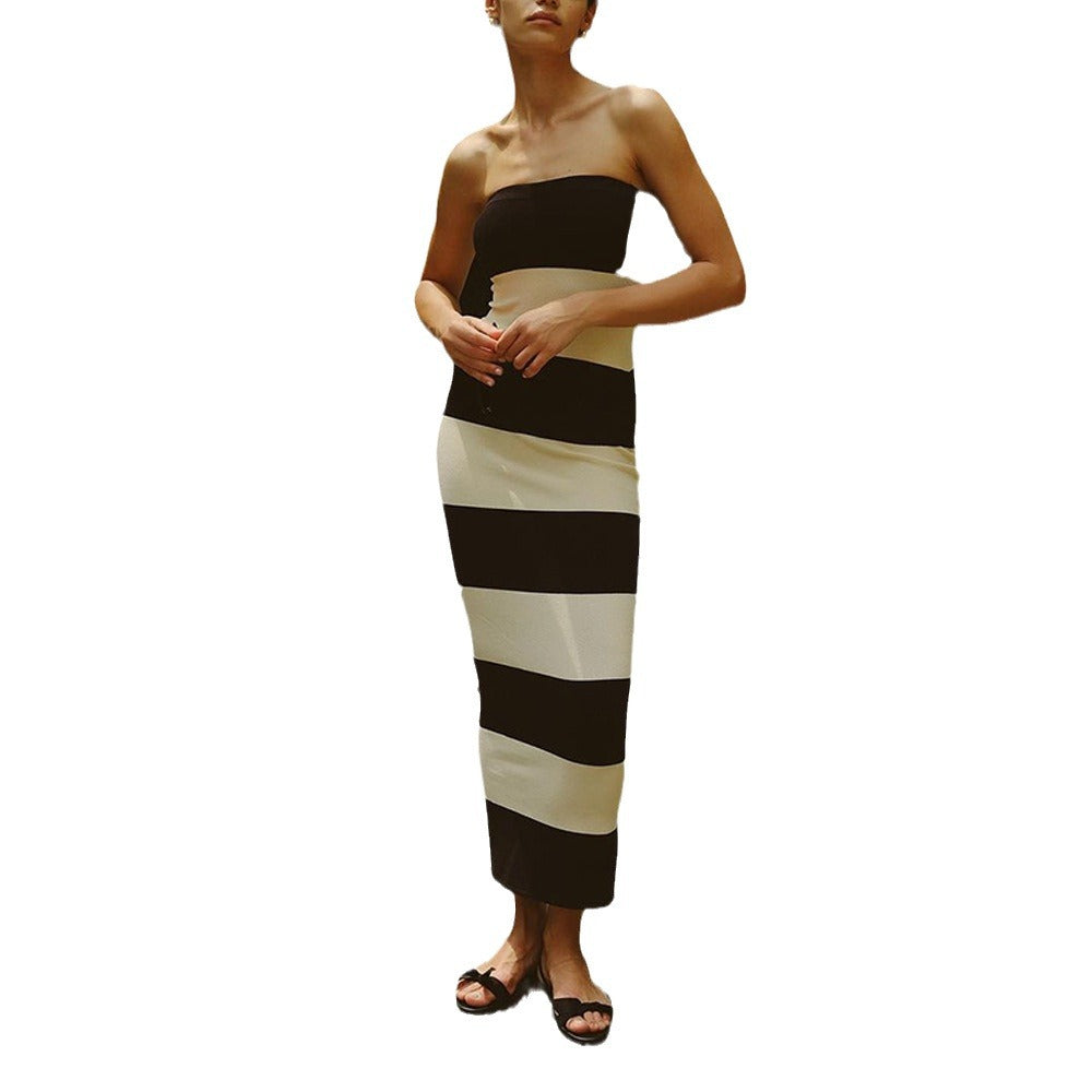 Robe maxi sans bretelles pour femmes avec motif rayé Chic und Stil
