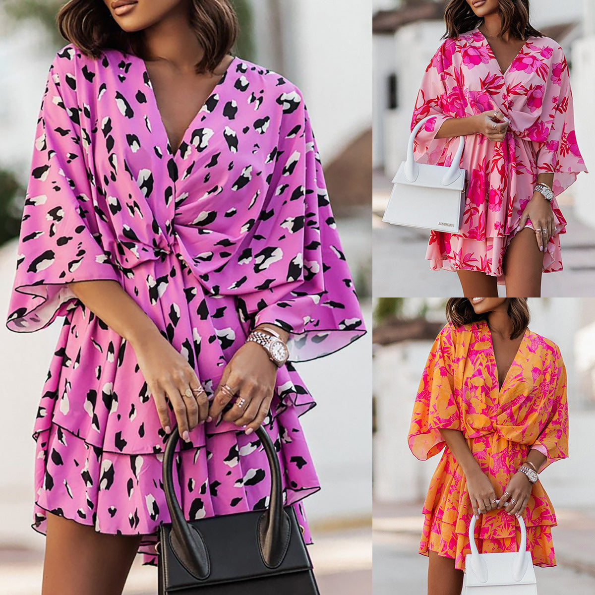 Robe mini fluide à volants pour femmes avec détail à nouer Chic und Stil