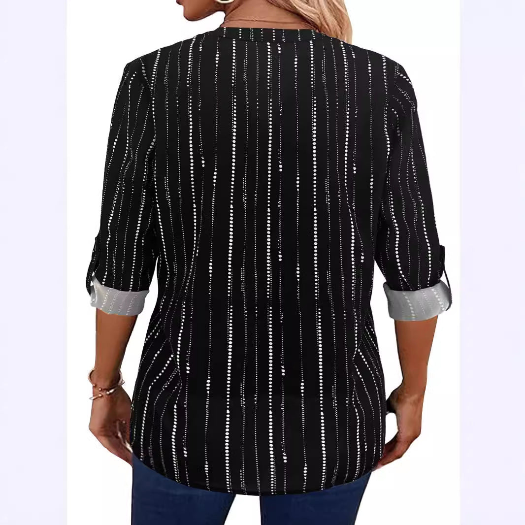 Chemisier pour dames avec fermeture éclair élégante et motif rayé moderne Chic und Stil