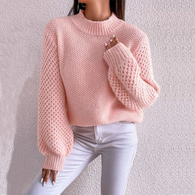 Pull-over oversized douillet pour femmes avec motif structuré et col roulé Chic und Stil