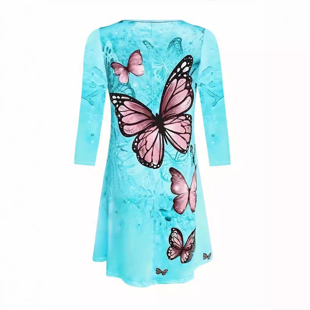 Robe femme avec imprimé papillon artistique et silhouette aérienne Chic und Stil