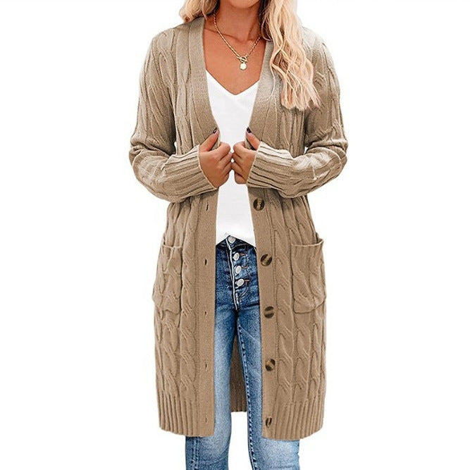 Cardigan femme en gros tricot avec poches et détails de boutons Chic und Stil