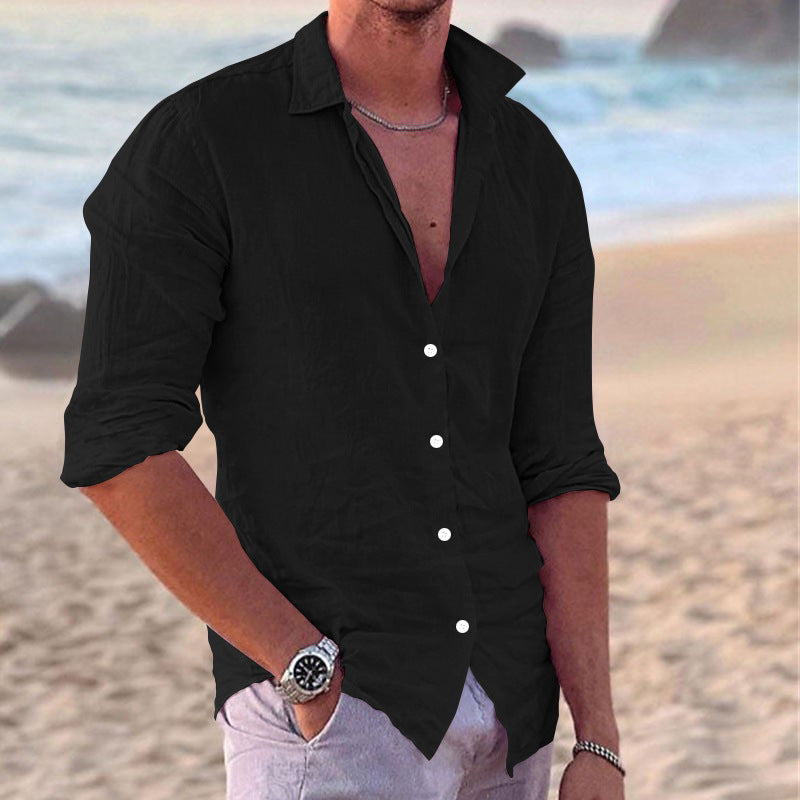 Hommes Chemise Décontractée Légère en Lin Boutonnée Chic und Stil