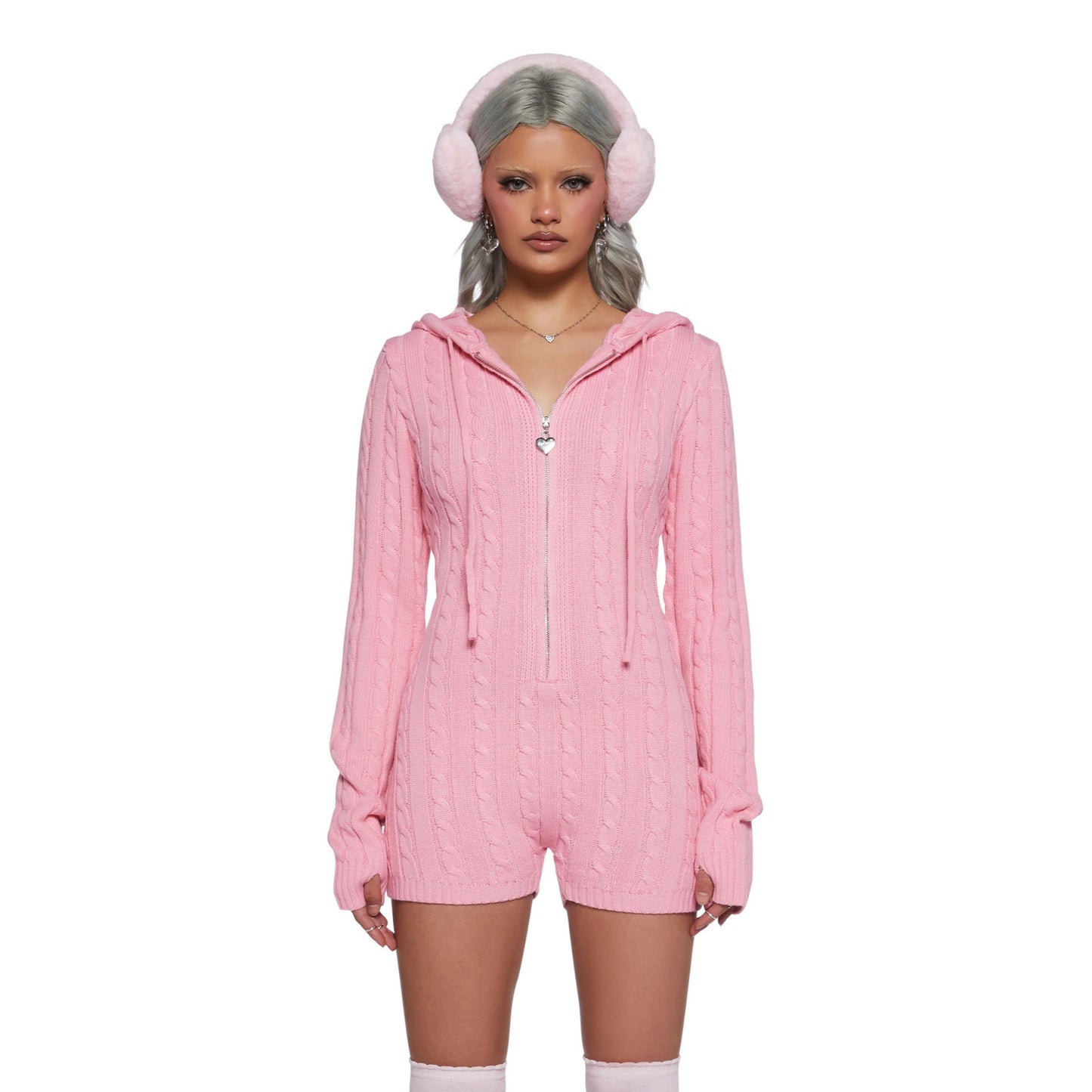 Combinaison en tricot pour femmes avec capuche et fermeture éclair Chic und Stil