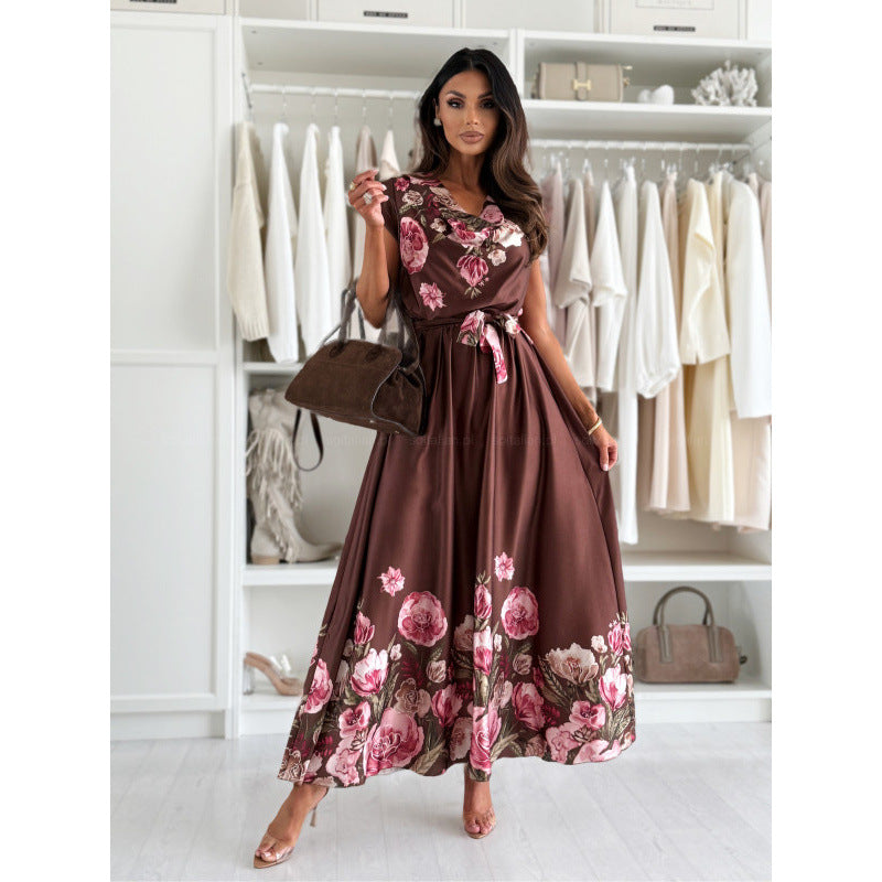Robe maxi fleurs pour femmes avec fente haute Chic und Stil