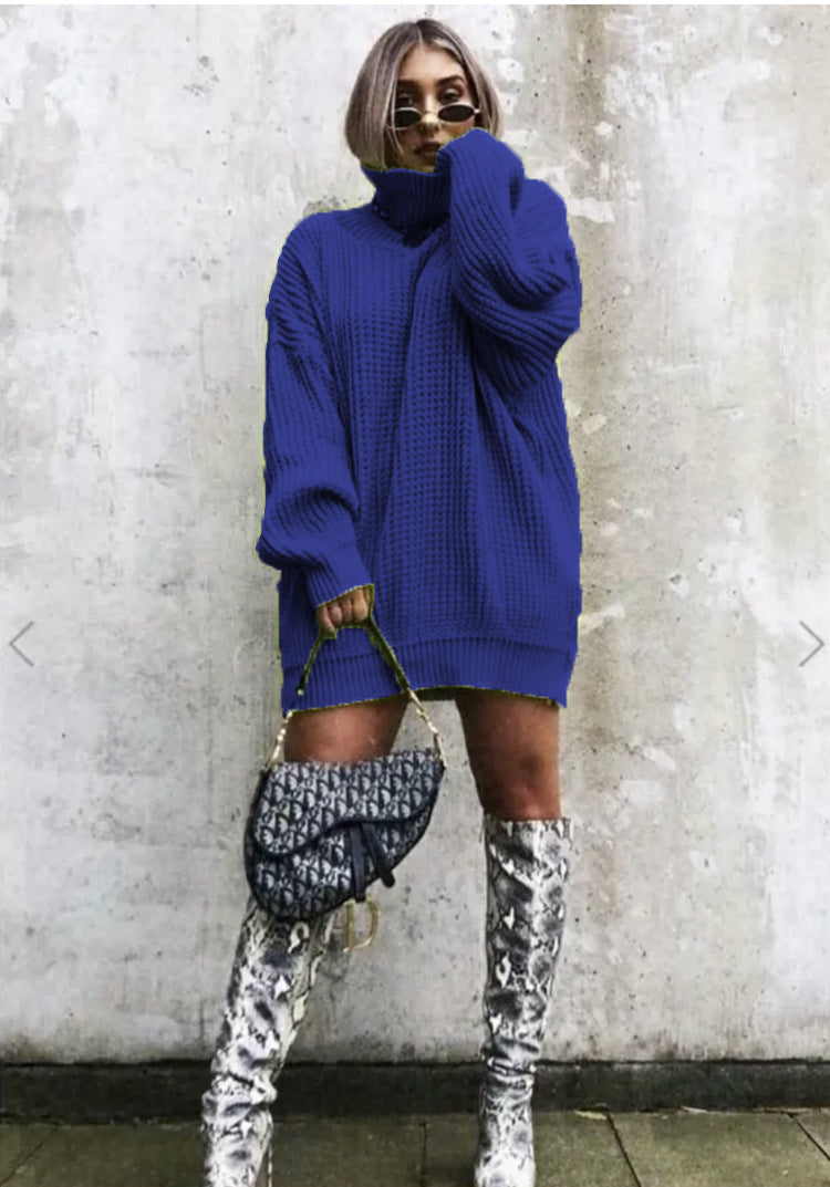 Pull en tricot surdimensionné pour femmes avec col haut et motif en nid d'abeille Chic und Stil