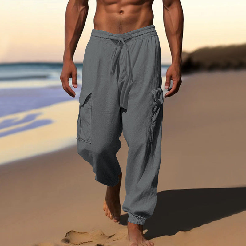Pantalon cargo décontracté pour hommes avec taille élastique et poches latérales pratiques Chic und Stil
