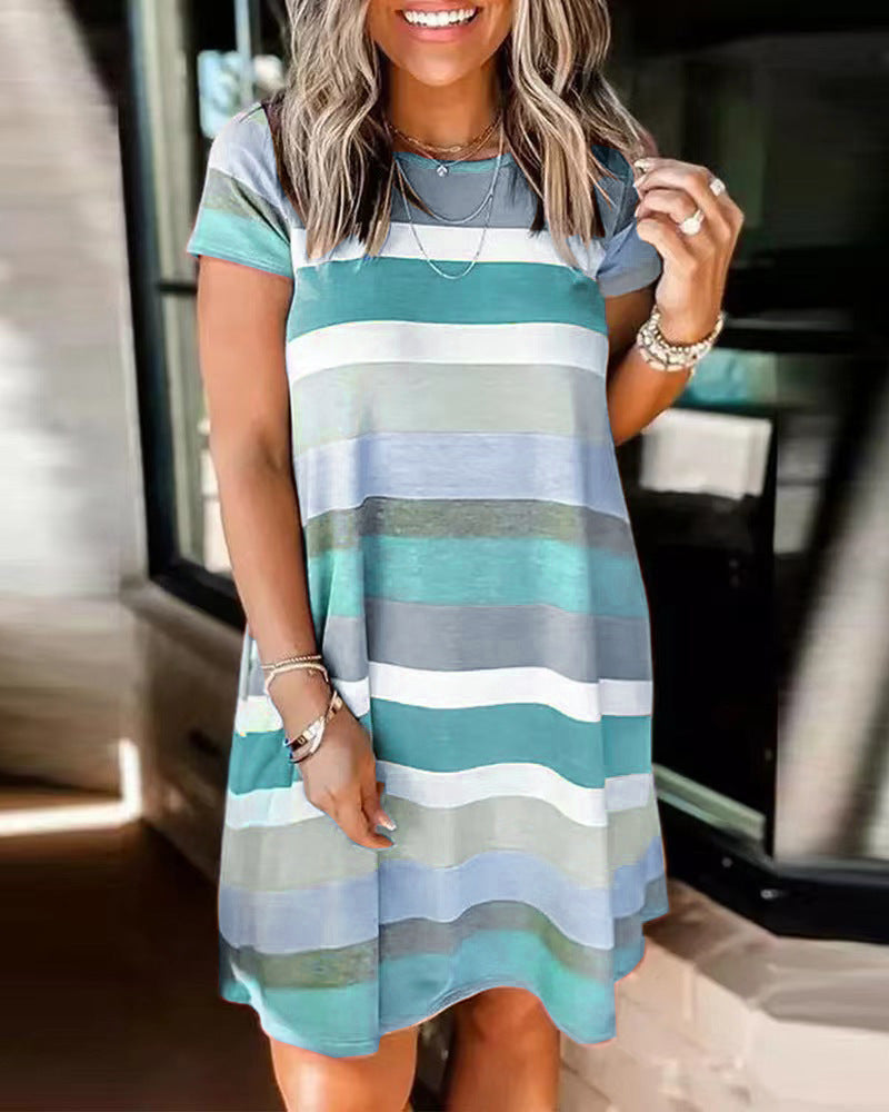 Dames Loisirs Rayé Flottant Robe Chic und Stil