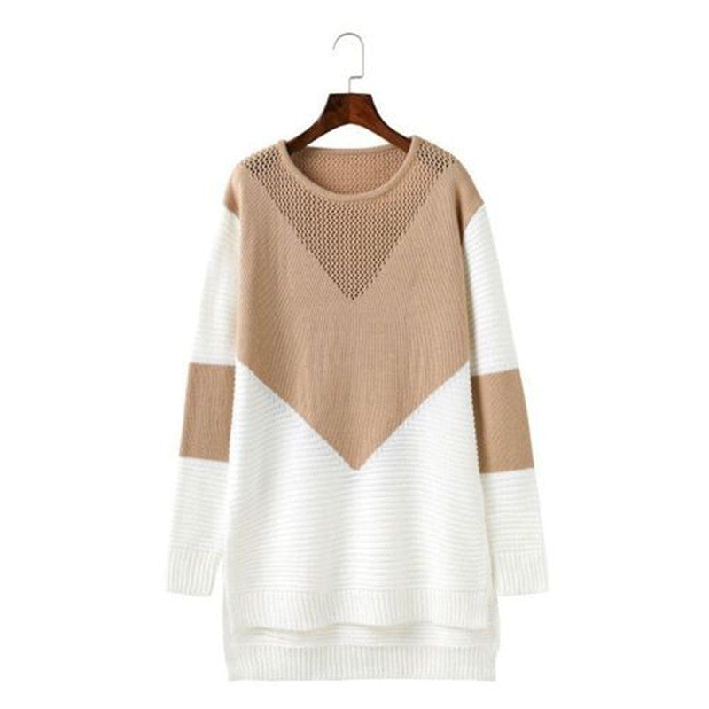 Pull-over en maille grande pour femmes avec un design géométrique moderne et une structure respirante Chic und Stil.