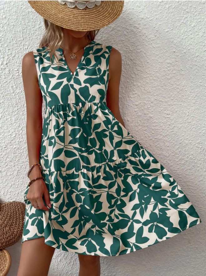 Chic and Stylish Women's V-Neck Floral Midi Dress