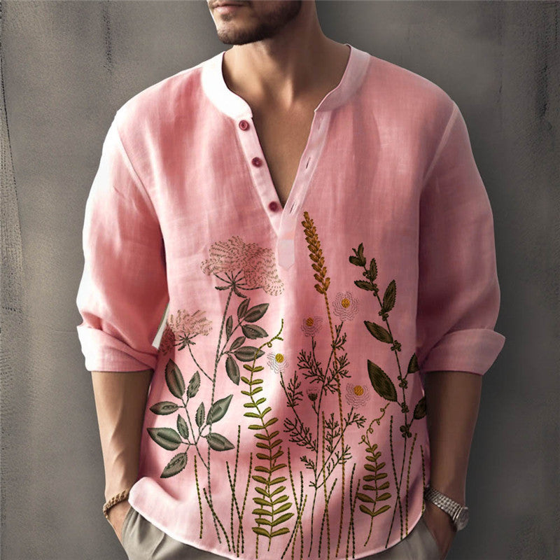 Chemise élégante pour hommes brodée de fleurs Chic und Stil