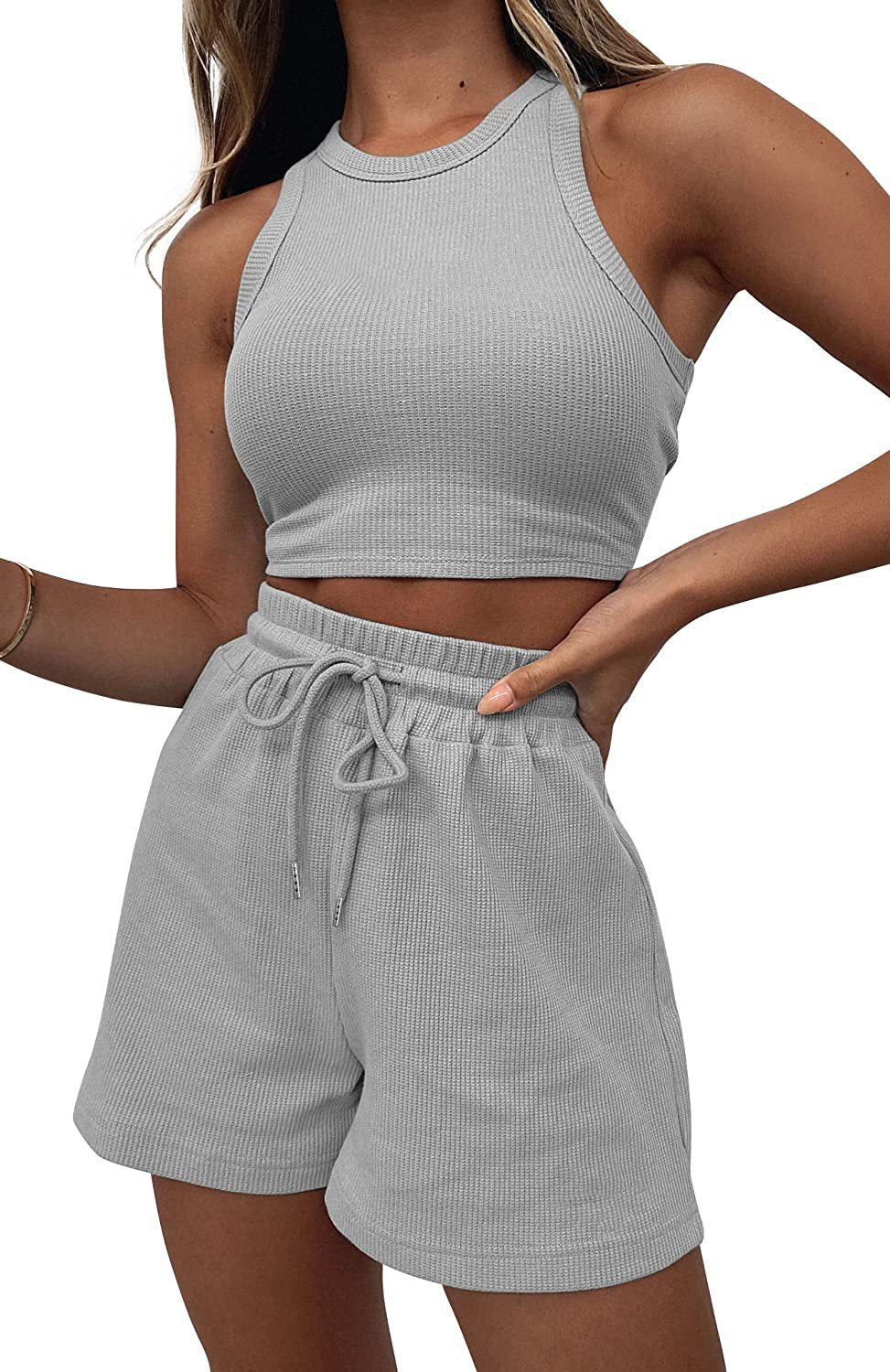 Tenue courte sportive à deux pièces pour femmes avec structure côtelée Chic und Stil