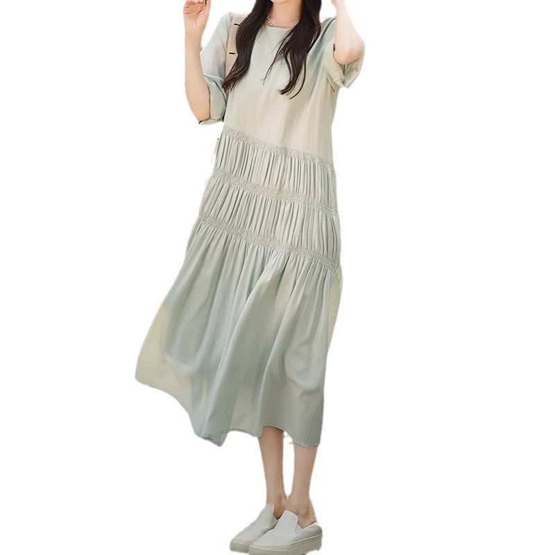 Robe midi décontractée pour femme avec détails froncés Chic und Stil
