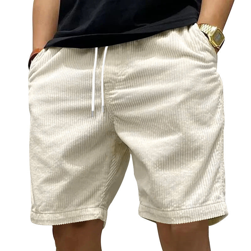 Shorts en corduroy décontractés pour hommes avec taille élastique et poches latérales pratiques Chic und Stil