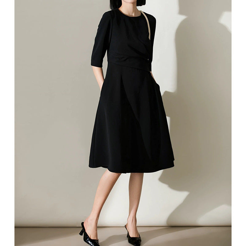 Robe midi évasée en A pour femme avec manches courtes Chic und Stil